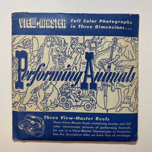 Viewmaster Performing Animals Lions Elephants Sawyers 1951 SEALED 3 reels PAPX - Picture 1 of 5